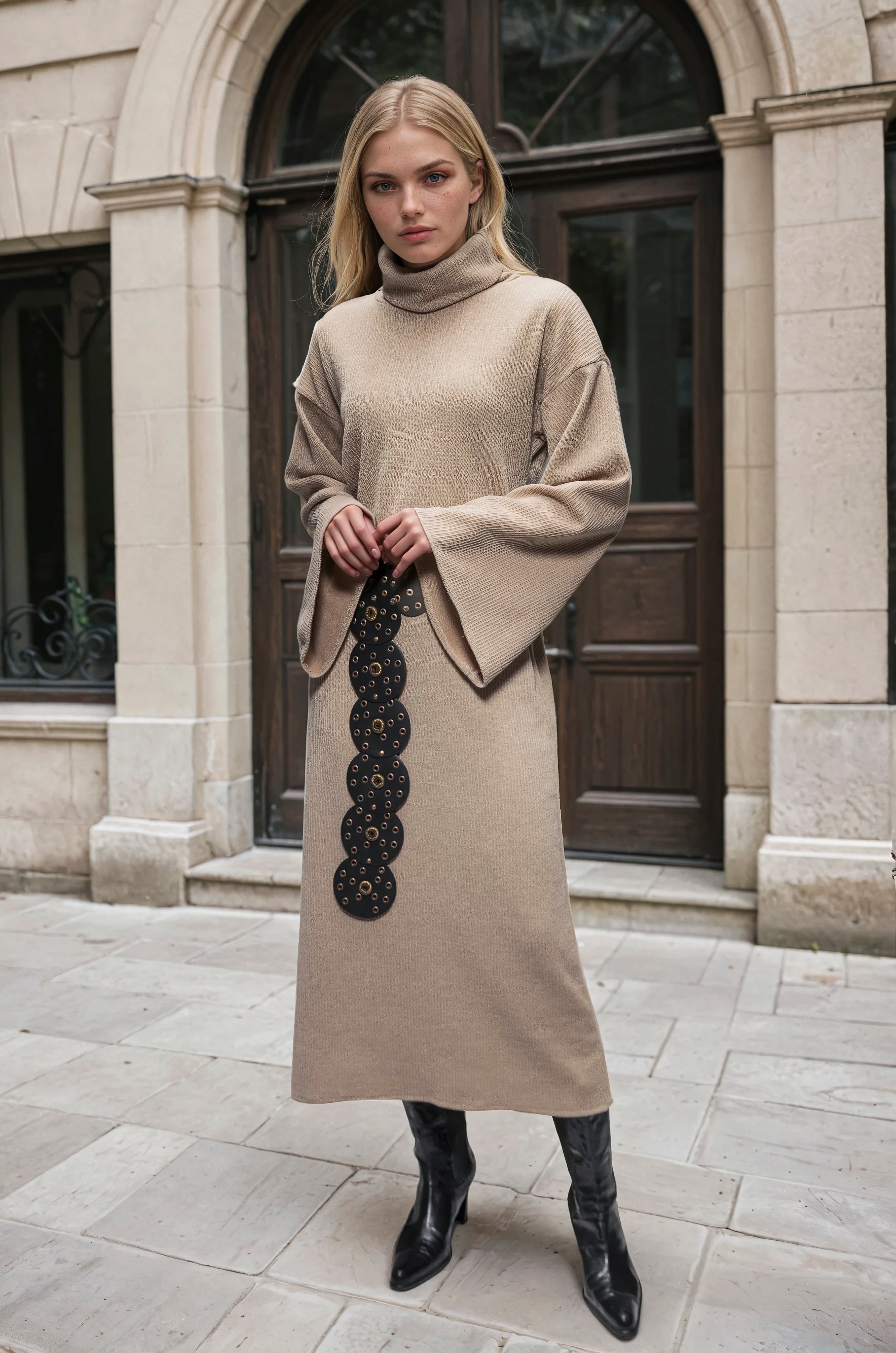 Arish Knit Dress Beige Arish Knit Dress Beige
