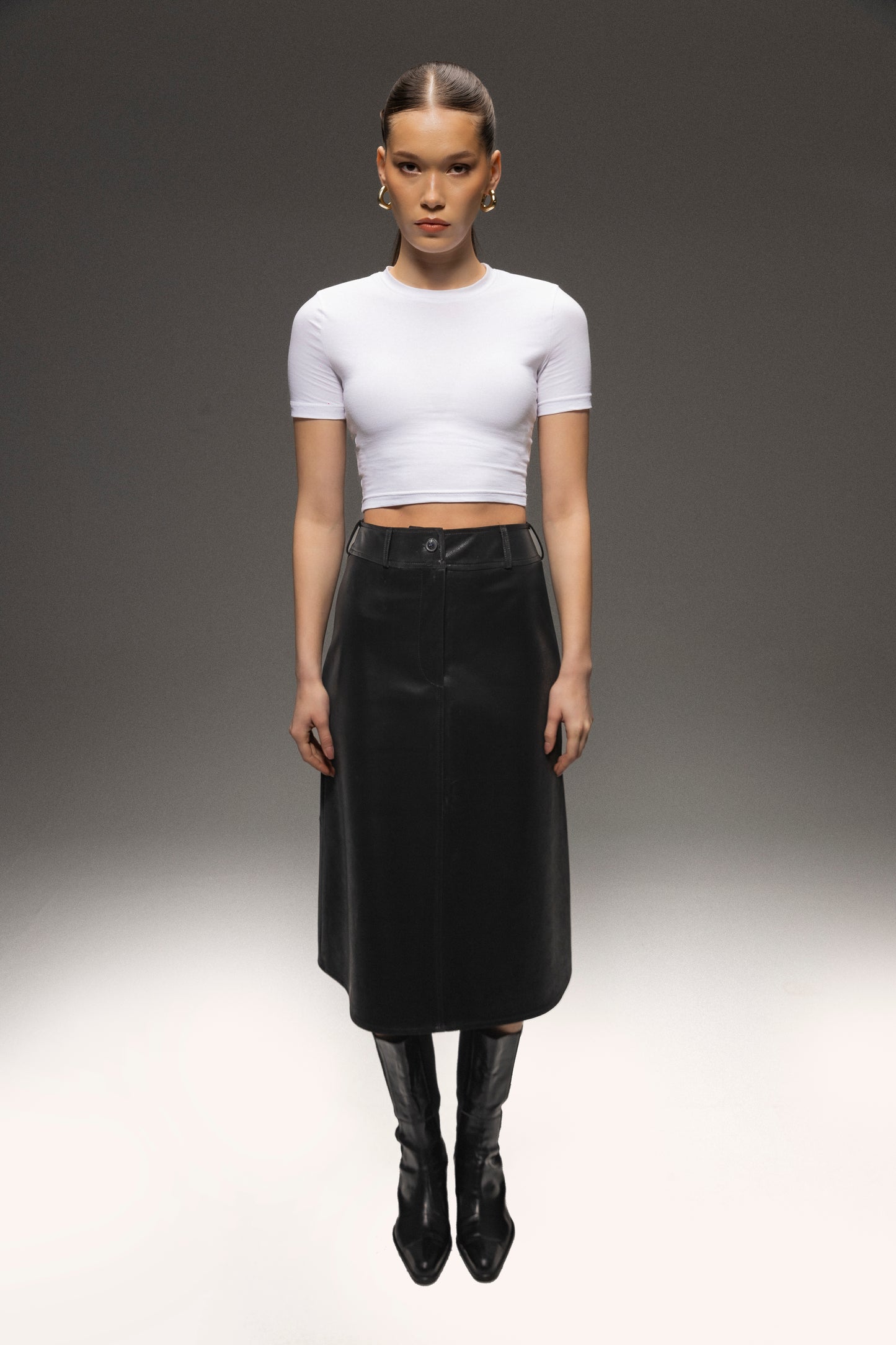 Arish Leather Skirt Black