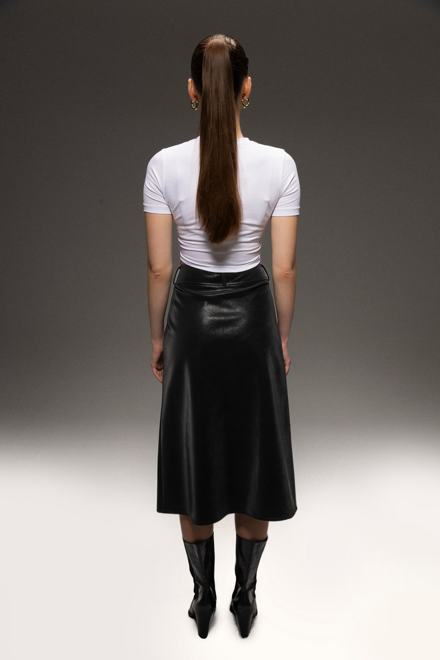 Arish Leather Skirt Black