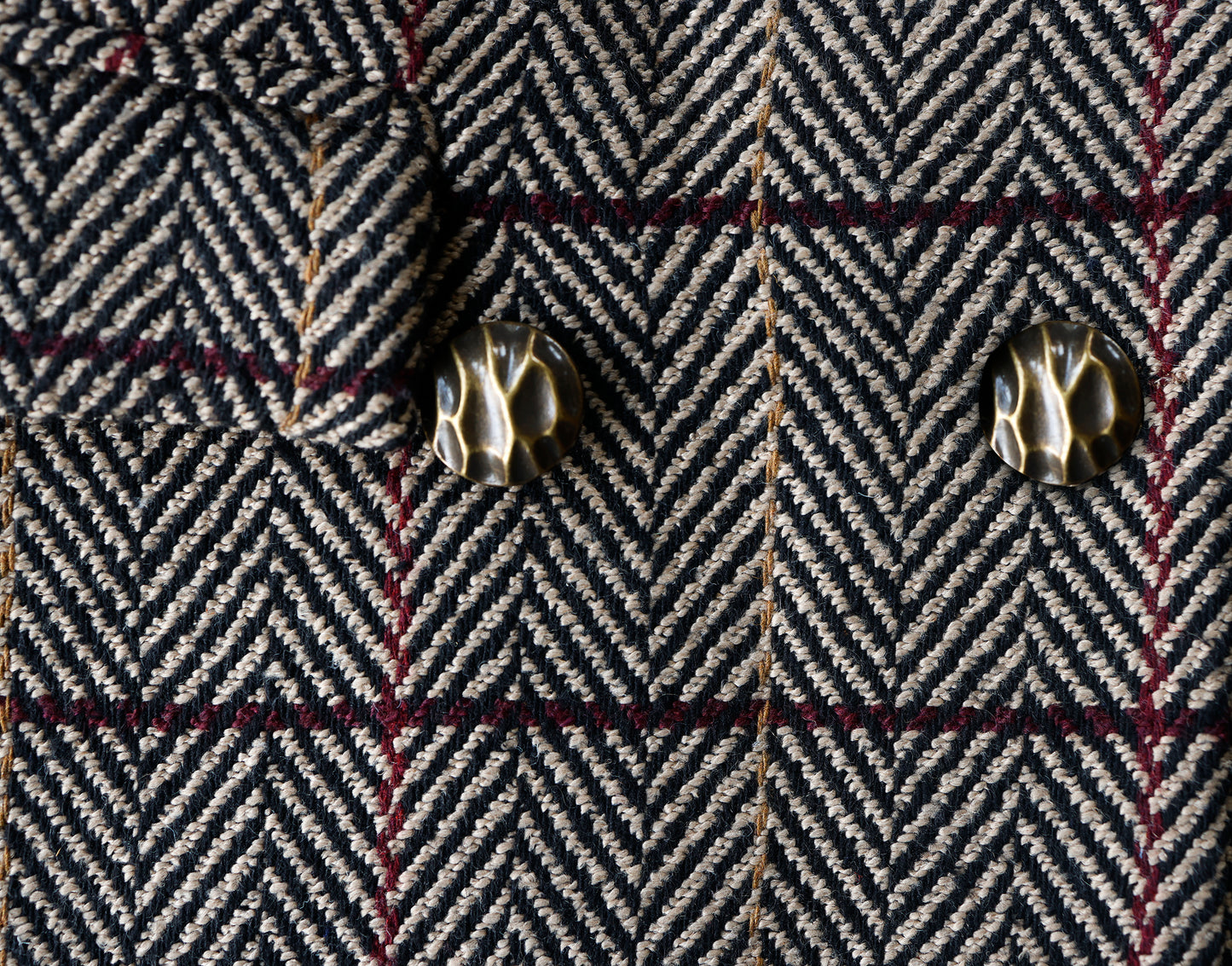 Pinnacle Garments Double Breasted Herringbone Beige Classic Blazer – Wool Tweed Oversized Fit