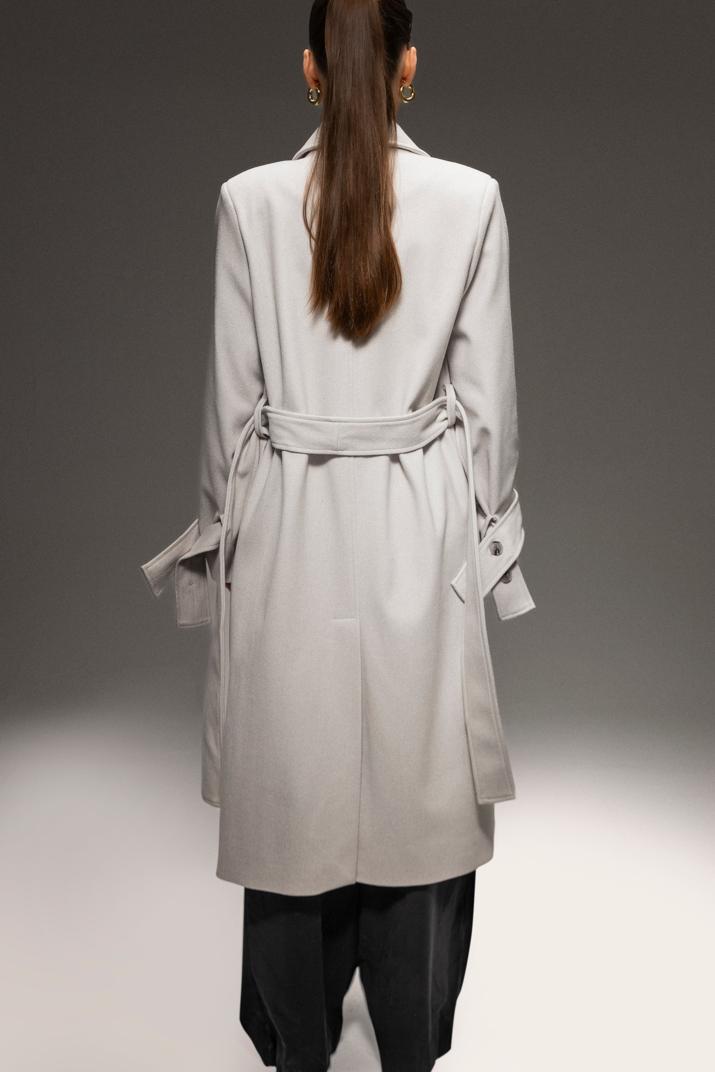 Faiyum Coat – Wool Blend Ice Grey Overcoat, Long Winter Coat