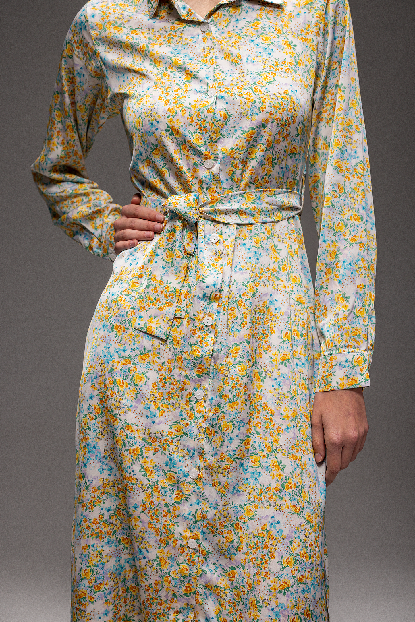 Riva Blossom Satin Maxi Dress – Floral Shirt Dress in Luxury Satin