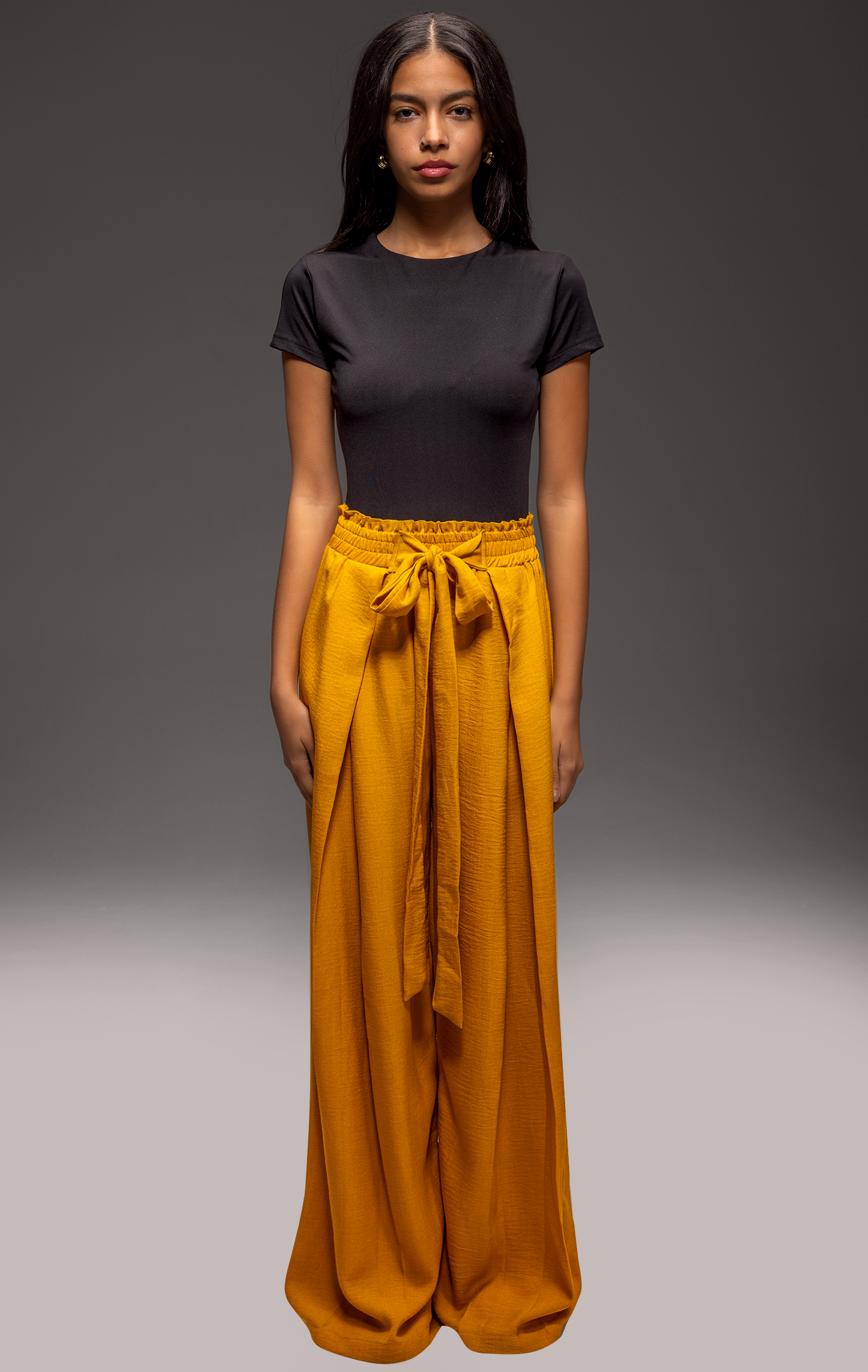 Zildjan Wide Leg Linen Pants โ French Linen Belted Trousers with Elastic Waist