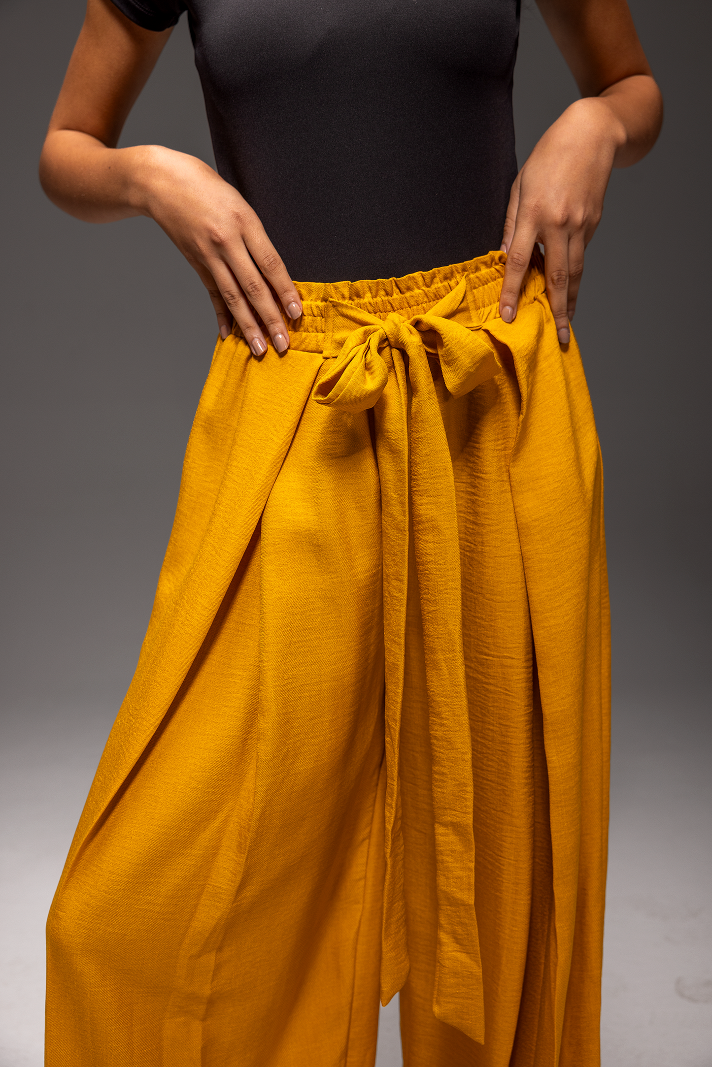 Zildjan Wide Leg Linen Pants โ French Linen Belted Trousers with Elastic Waist