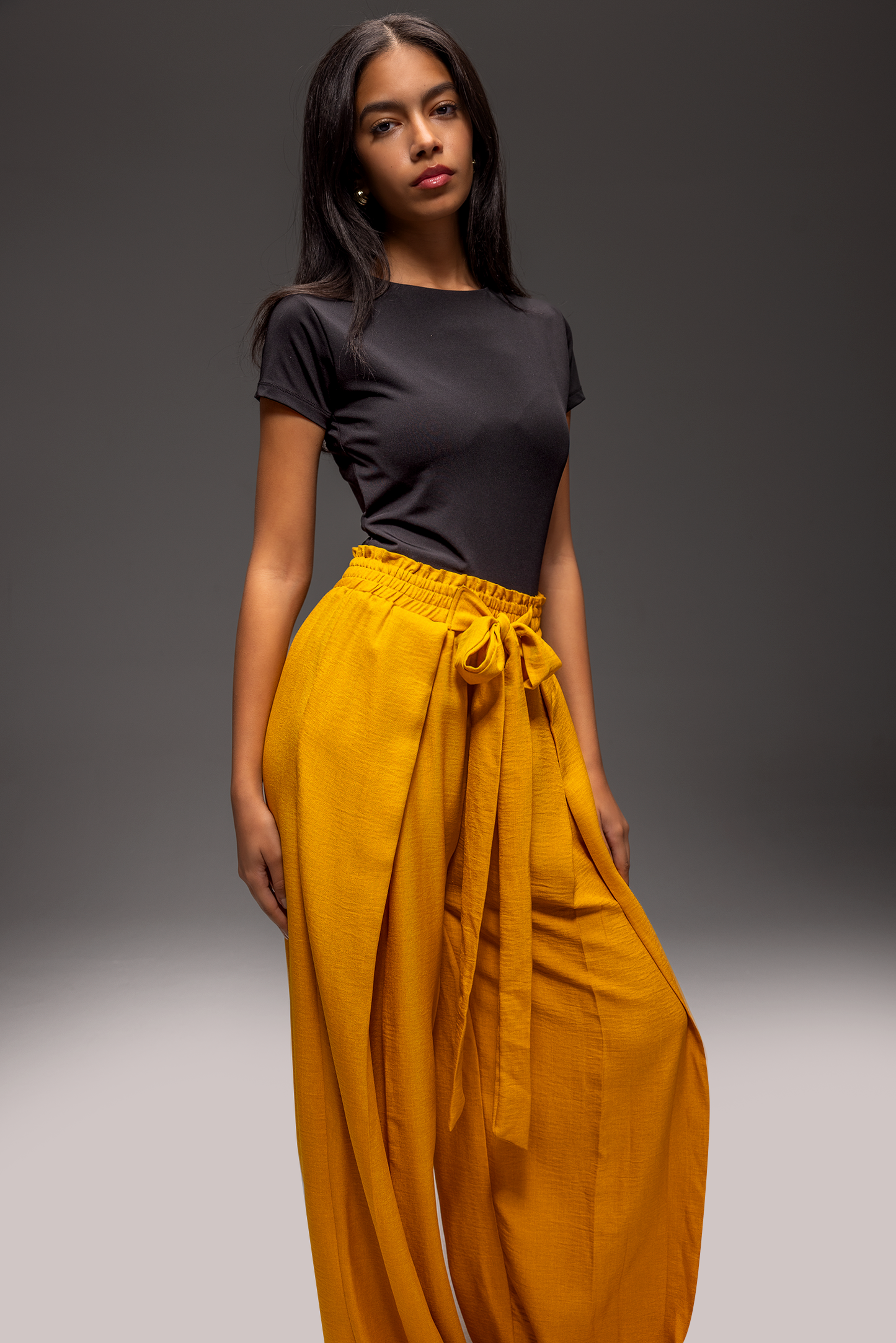 Zildjan Wide Leg Linen Pants โ French Linen Belted Trousers with Elastic Waist