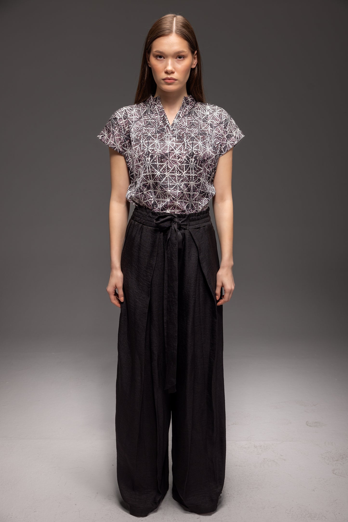 Zildjan Wide Leg Linen Pants โ French Linen Belted Trousers with Elastic Waist