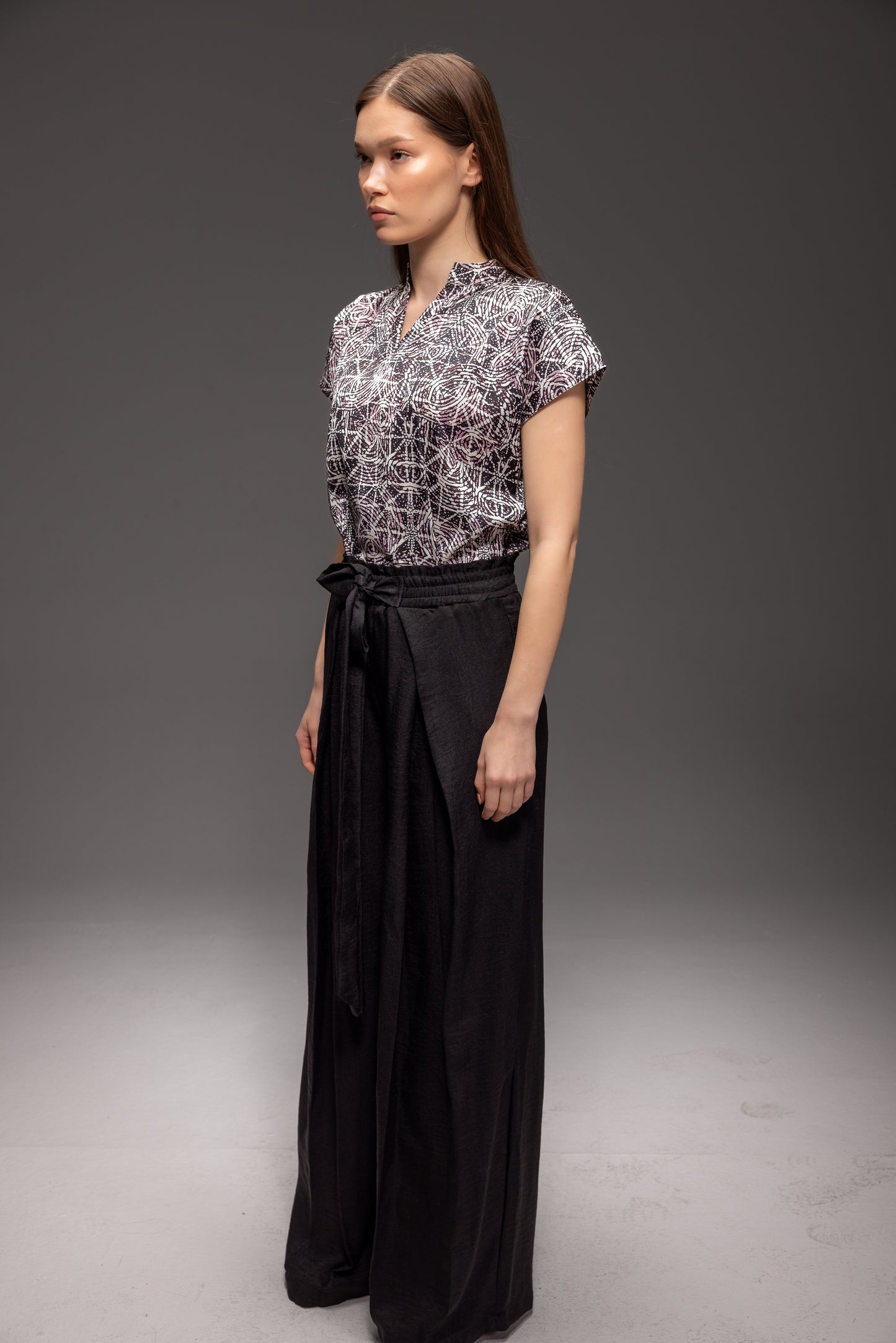 Zildjan Wide Leg Linen Pants โ French Linen Belted Trousers with Elastic Waist
