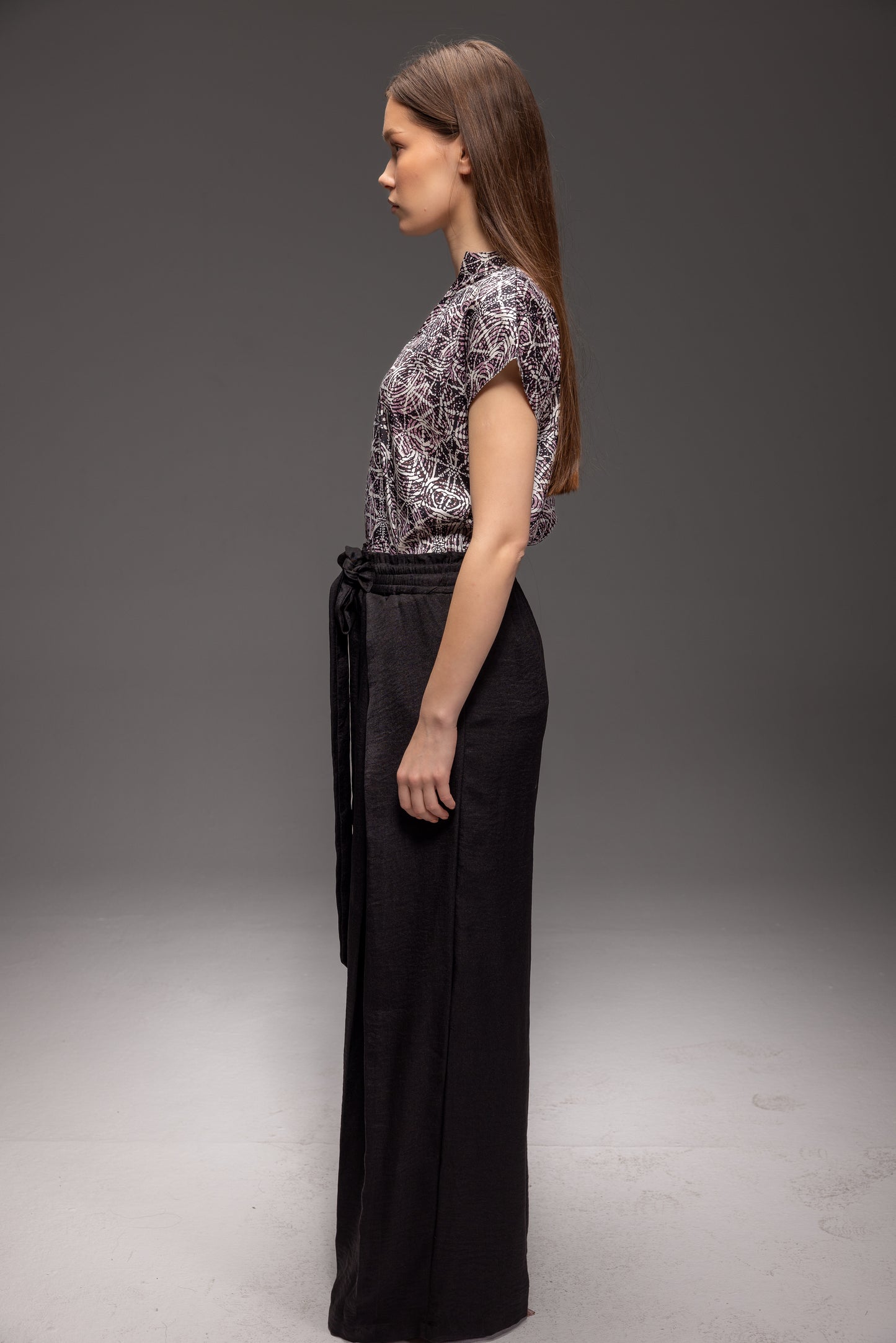 Zildjan Wide Leg Linen Pants โ French Linen Belted Trousers with Elastic Waist
