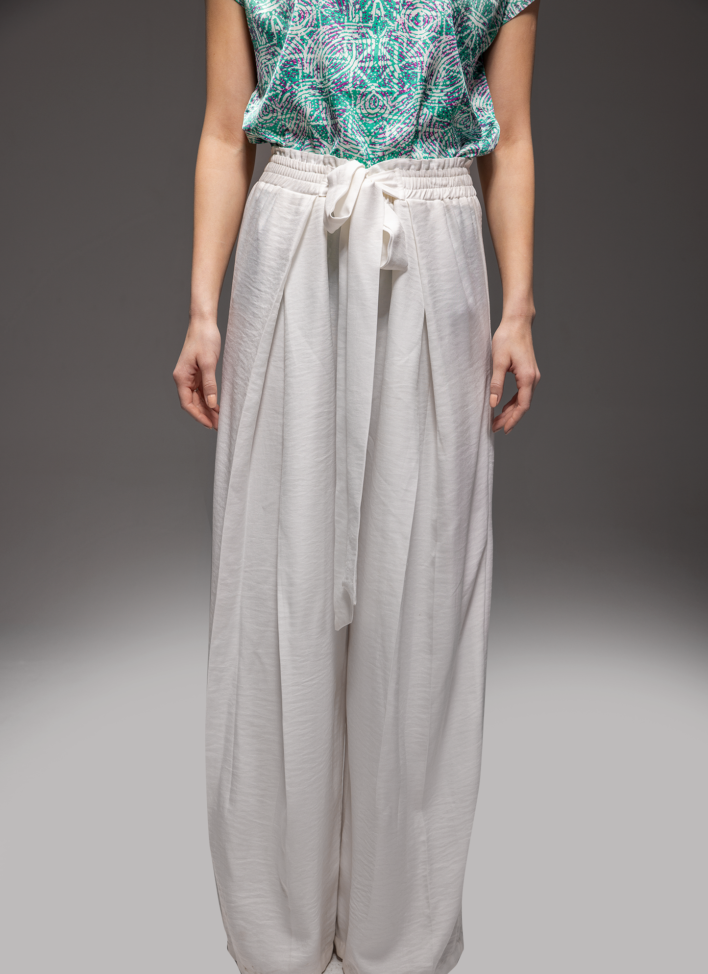Zildjan Wide Leg Linen Pants โ French Linen Belted Trousers with Elastic Waist