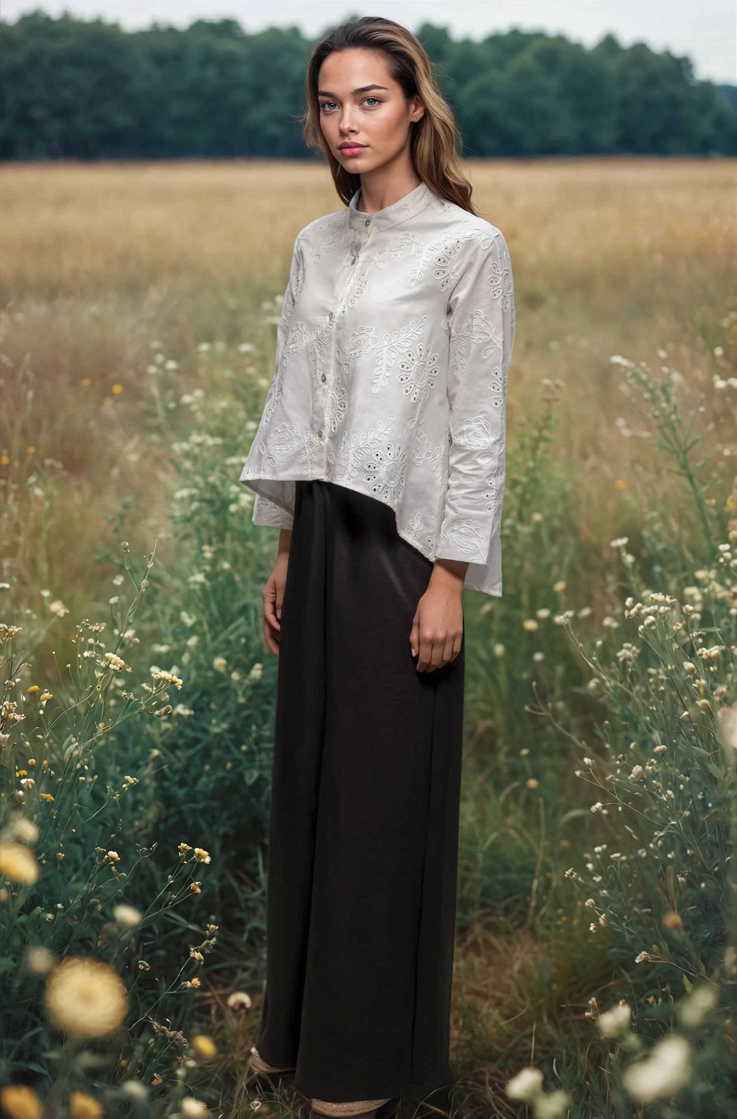 Ginara Broderie White Blouse-Coming Soon