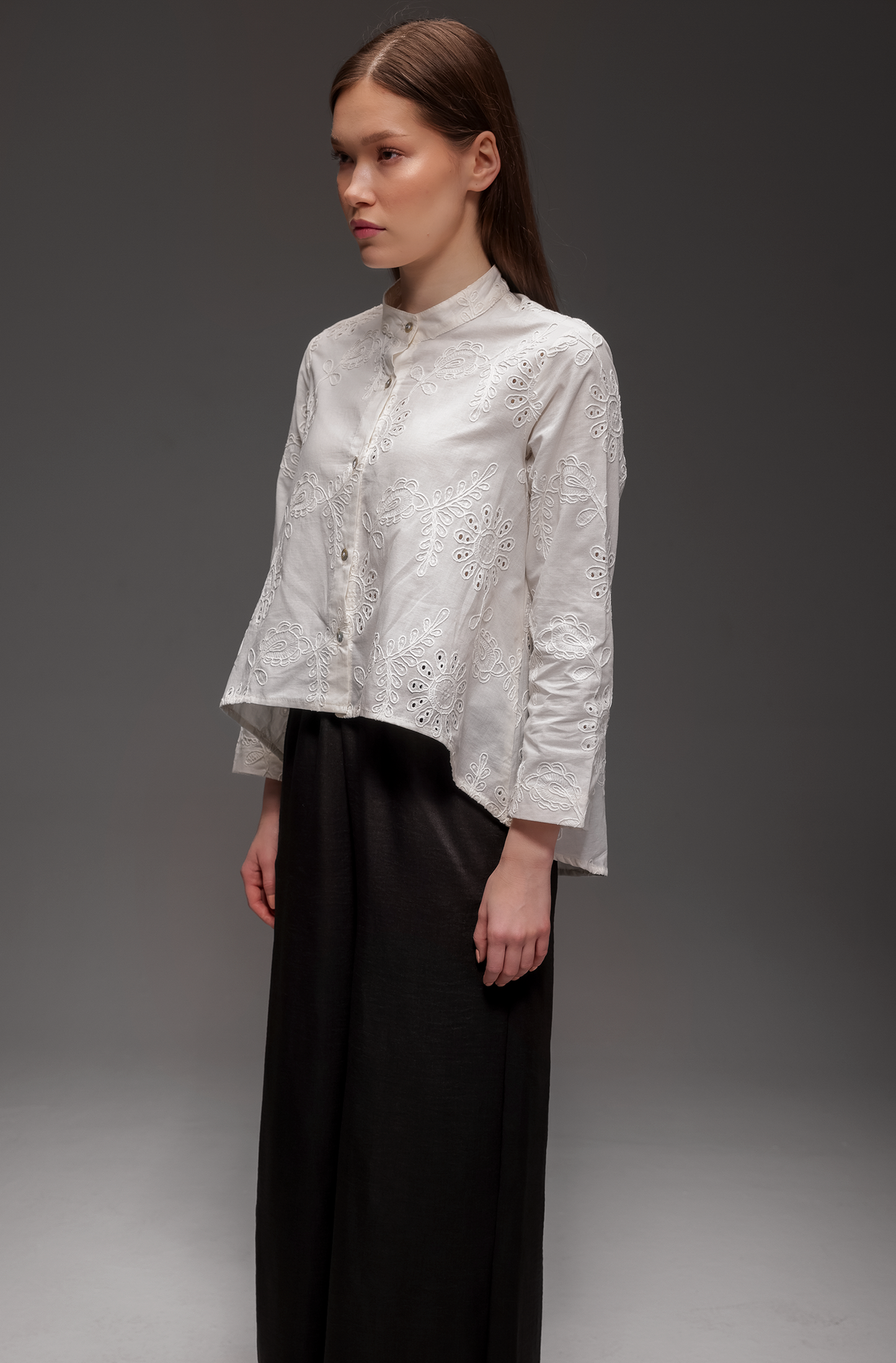 Ginara Broderie White Blouse โ 100% Cotton, Embroidered Top for Women