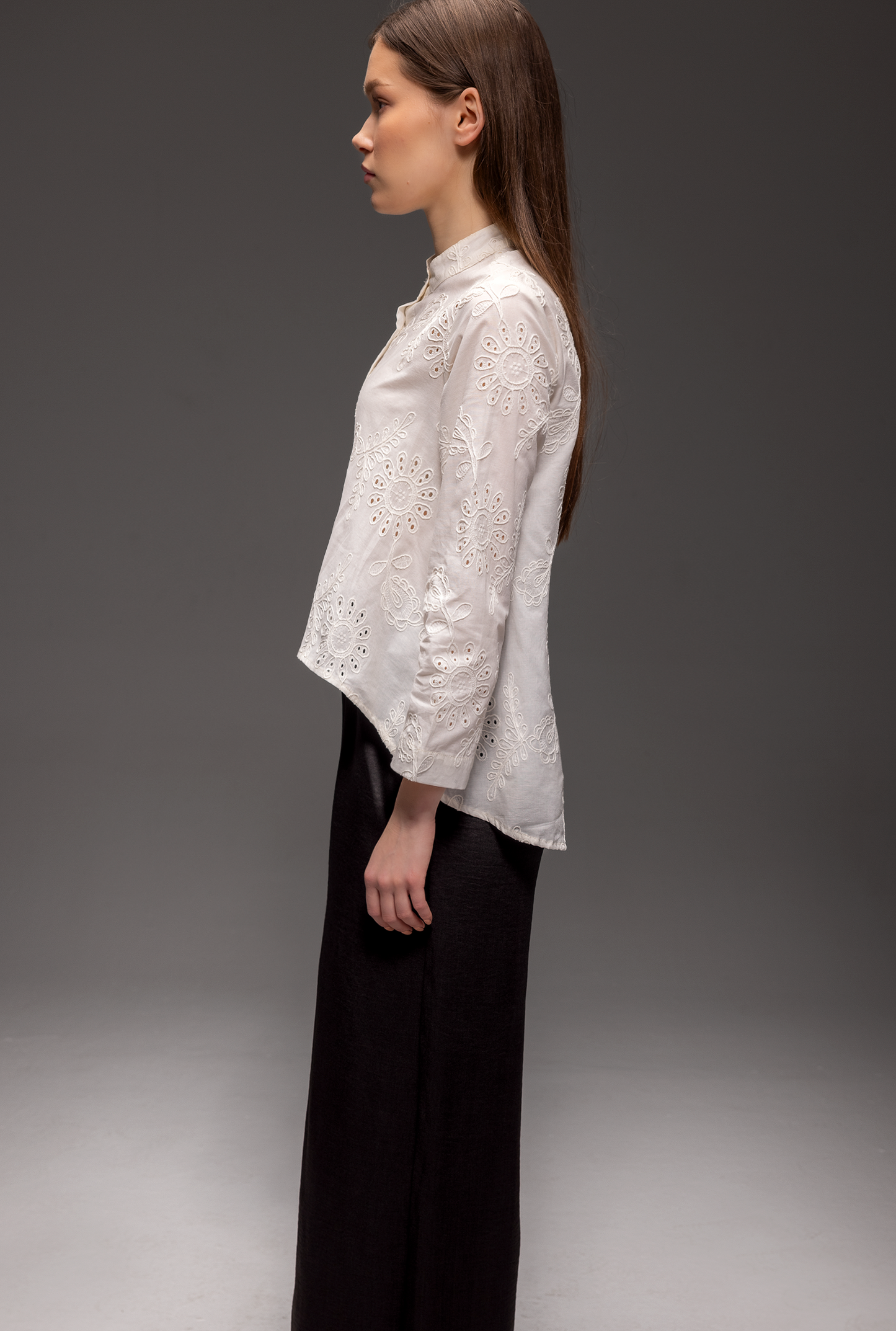Ginara Broderie White Blouse โ 100% Cotton, Embroidered Top for Women