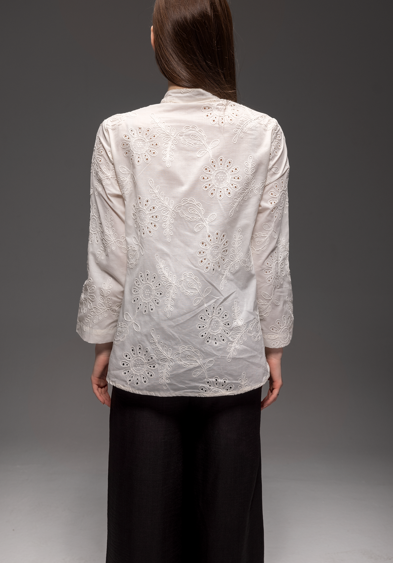 Ginara Broderie White Blouse โ 100% Cotton, Embroidered Top for Women