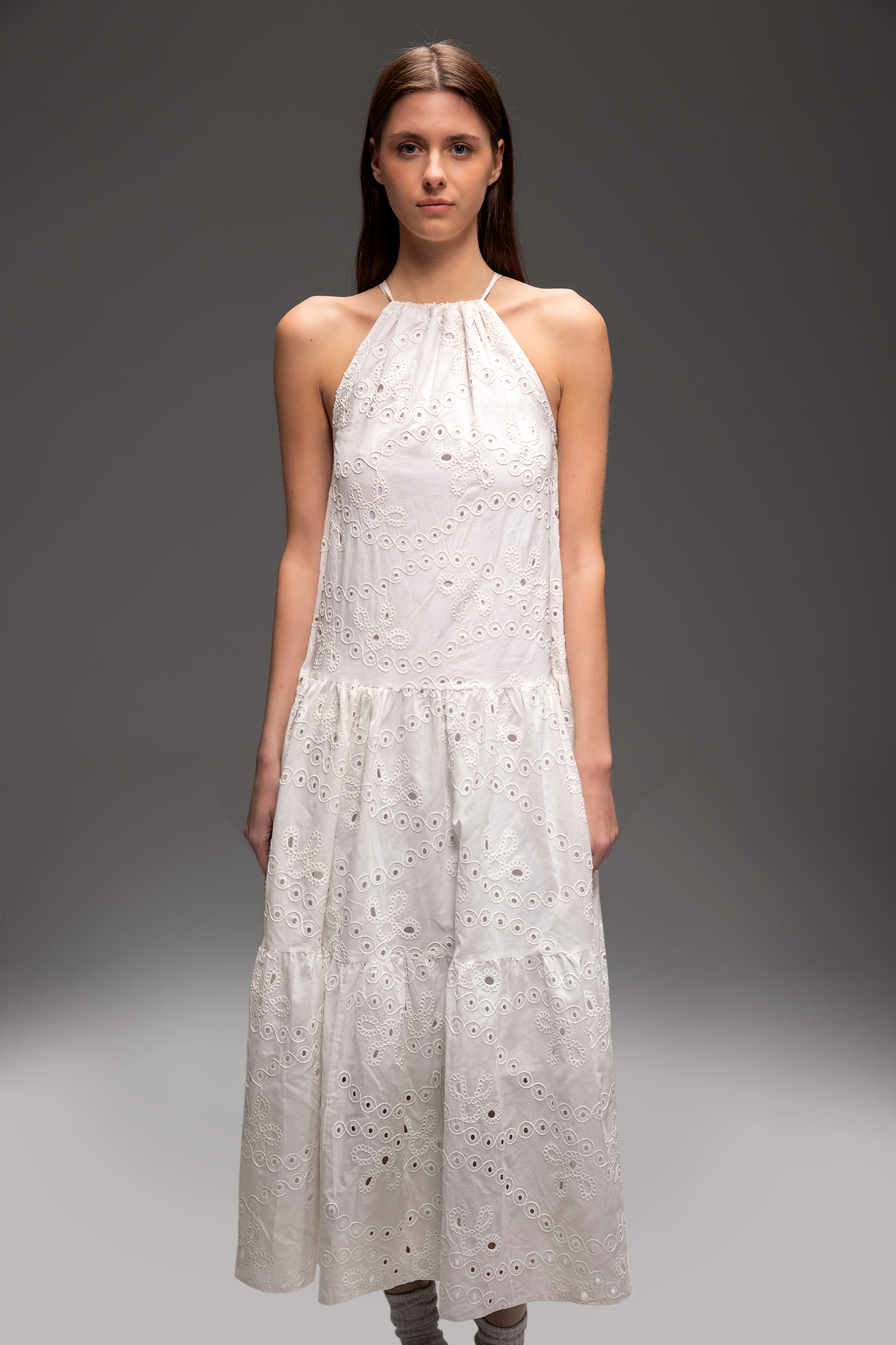 Angelic Grace Boho Cotton Maxi Dress - Halter Neck Summer Dress for Women