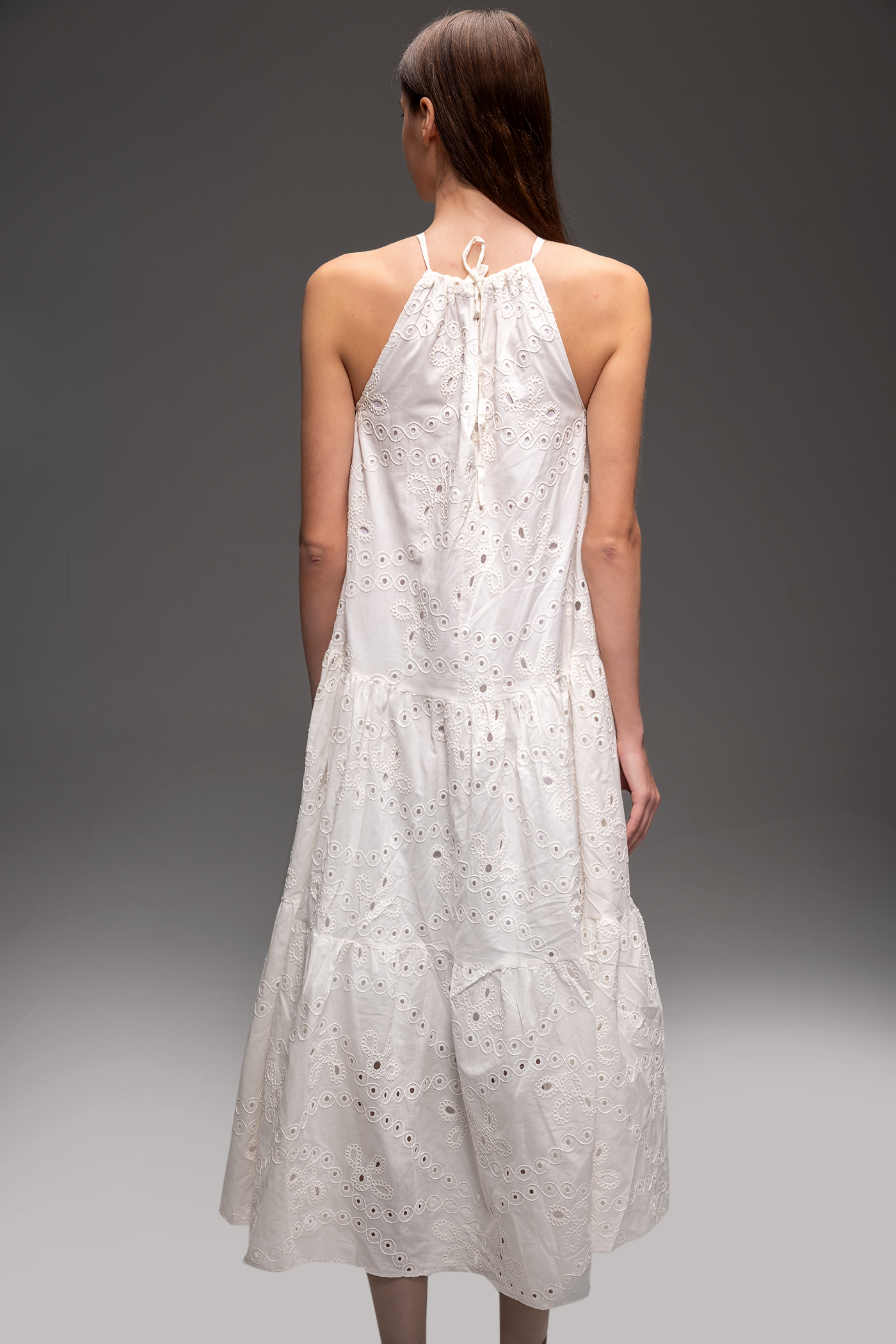 Angelic Grace Boho Cotton Maxi Dress - Halter Neck Summer Dress for Women