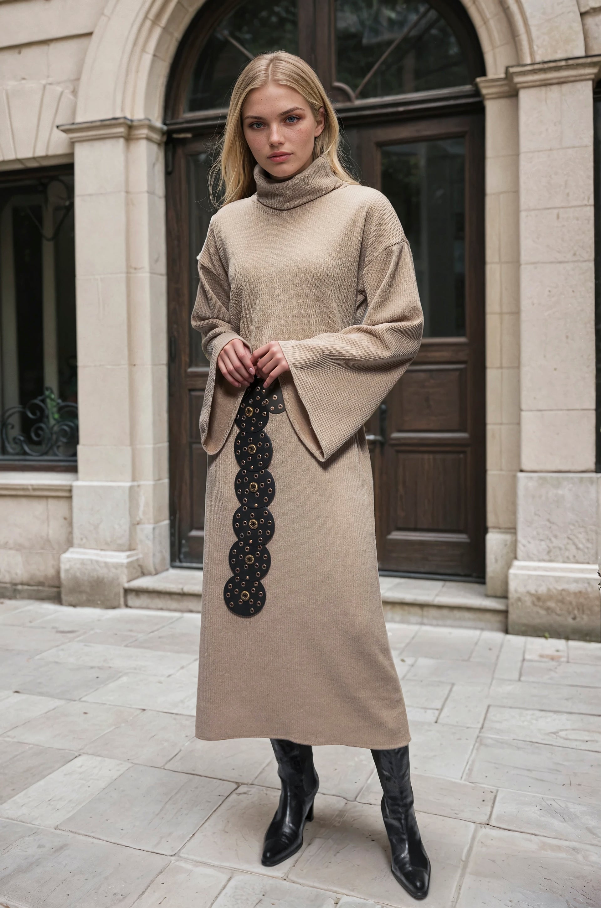 Arish Knit Dress Beige Pinnacle Garments Arish Knit Dress Beige Pinnacle Garments
