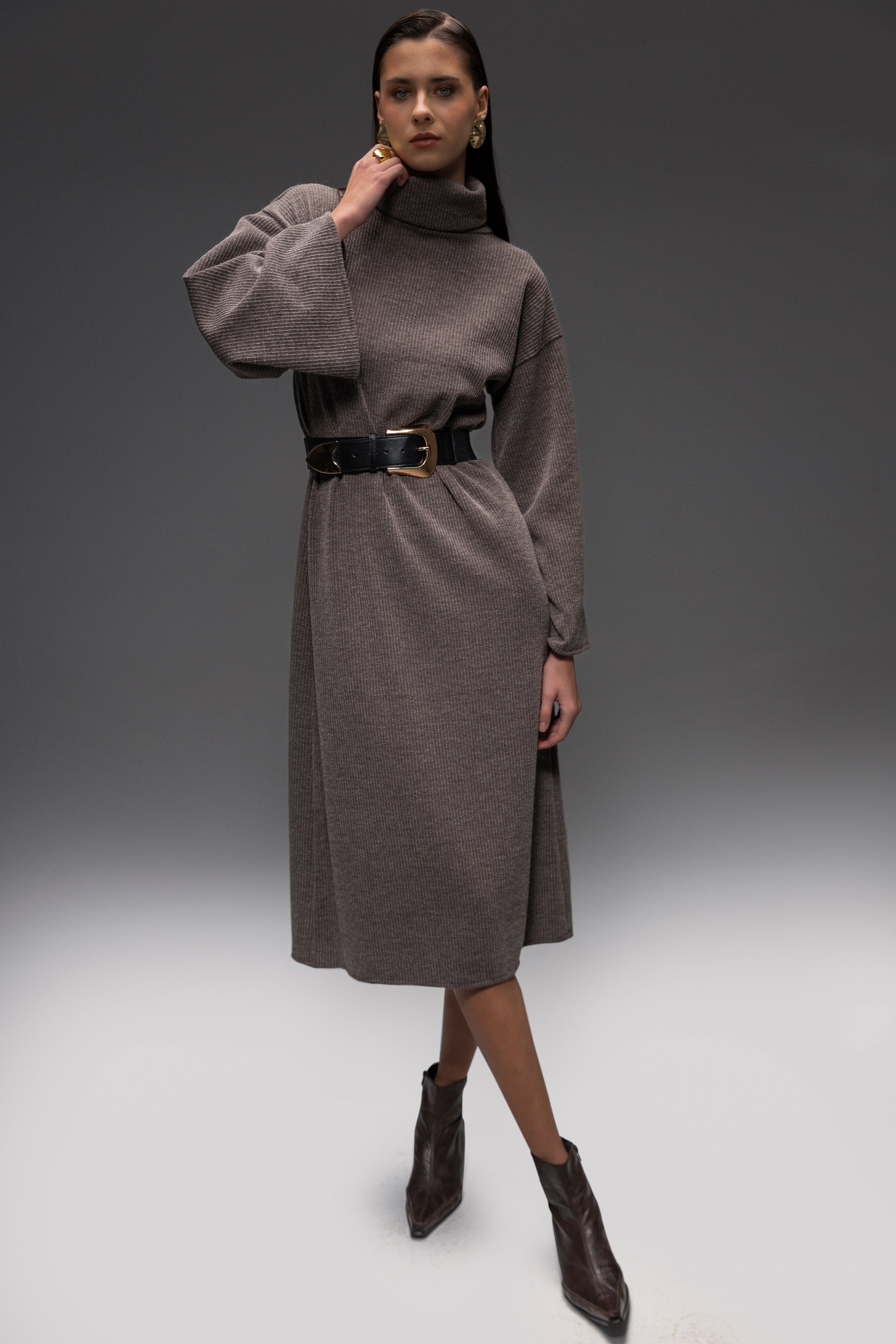 Arish Knit Dress Dark Grey