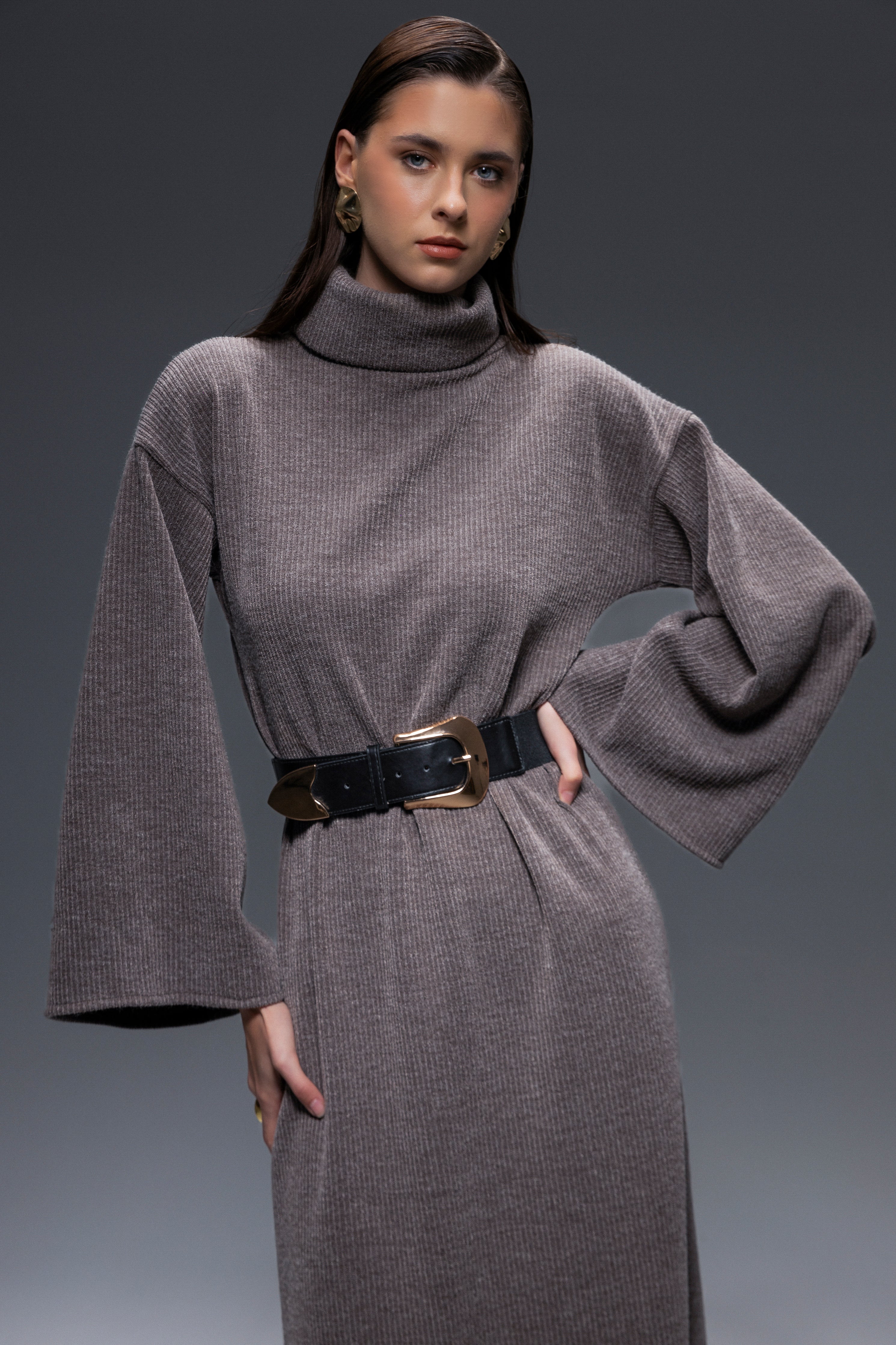 Arish Knit Dress Dark Grey