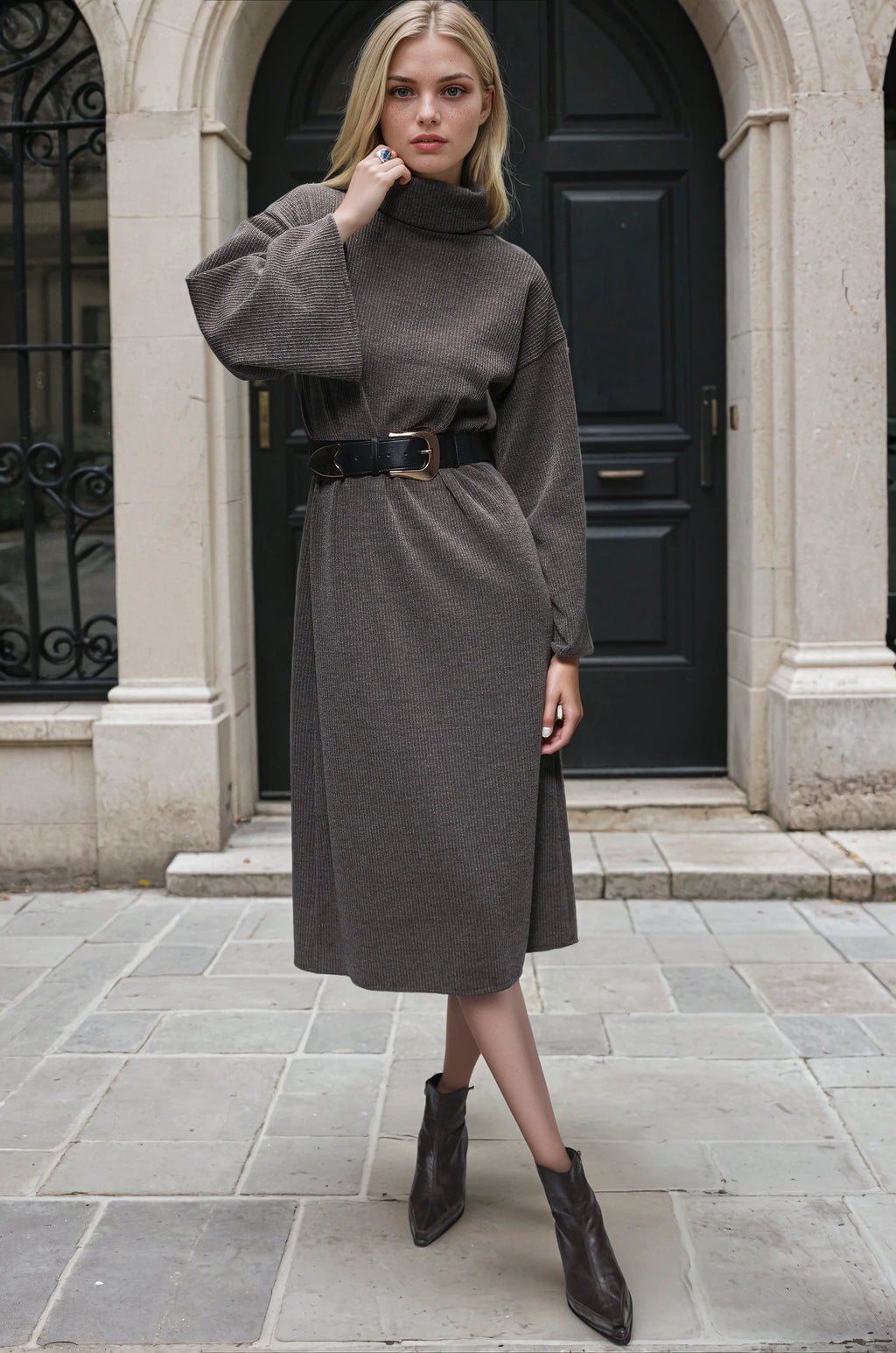 Arish Knit Dress Dark Grey