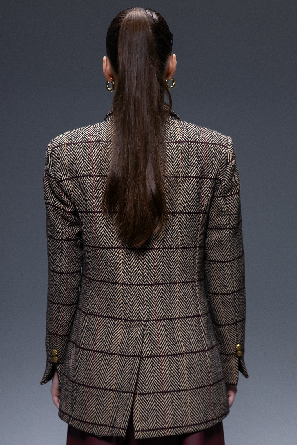 Pinnacle Garments Double Breasted Herringbone Beige Classic Blazer