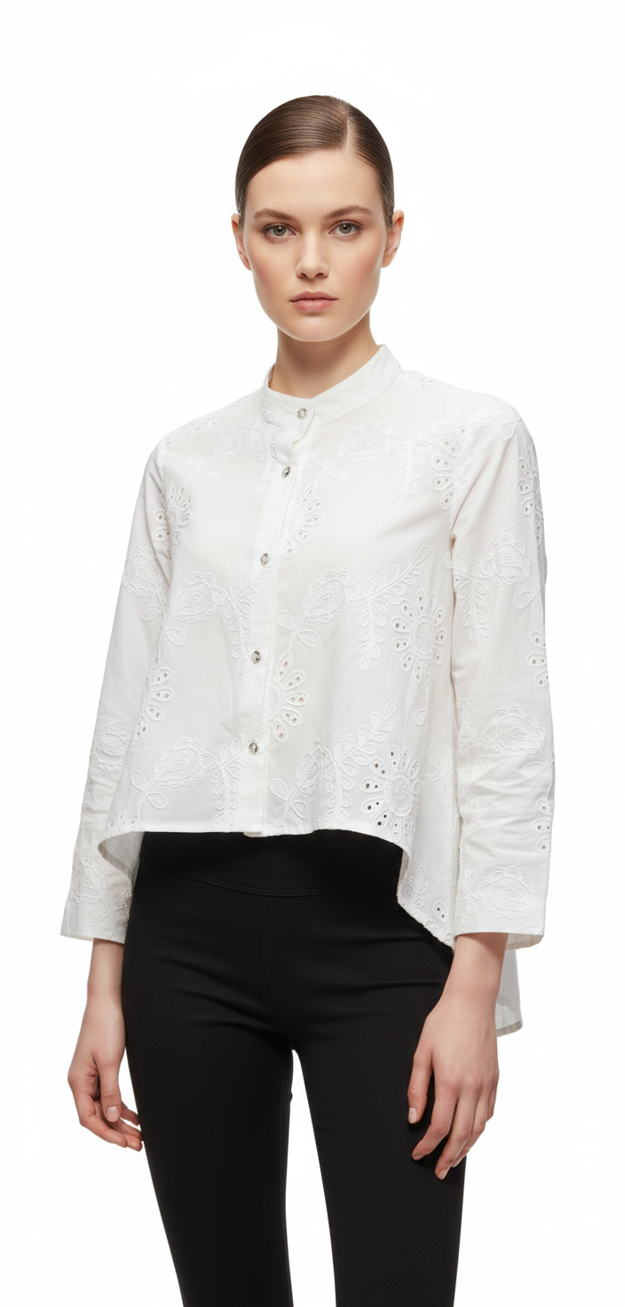 Ginara Broderie White Blouse