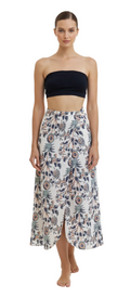 Arara Boho Printed Linen Wrap Skirt