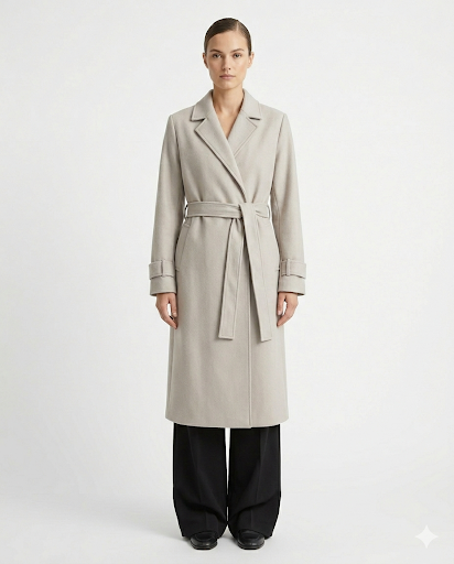 Faiyum Coat – Wool Blend Sand Overcoat