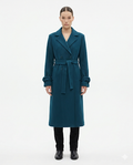 Faiyum Coat – Wool Blend Dark Teal Overcoat, Long Winter Coat
