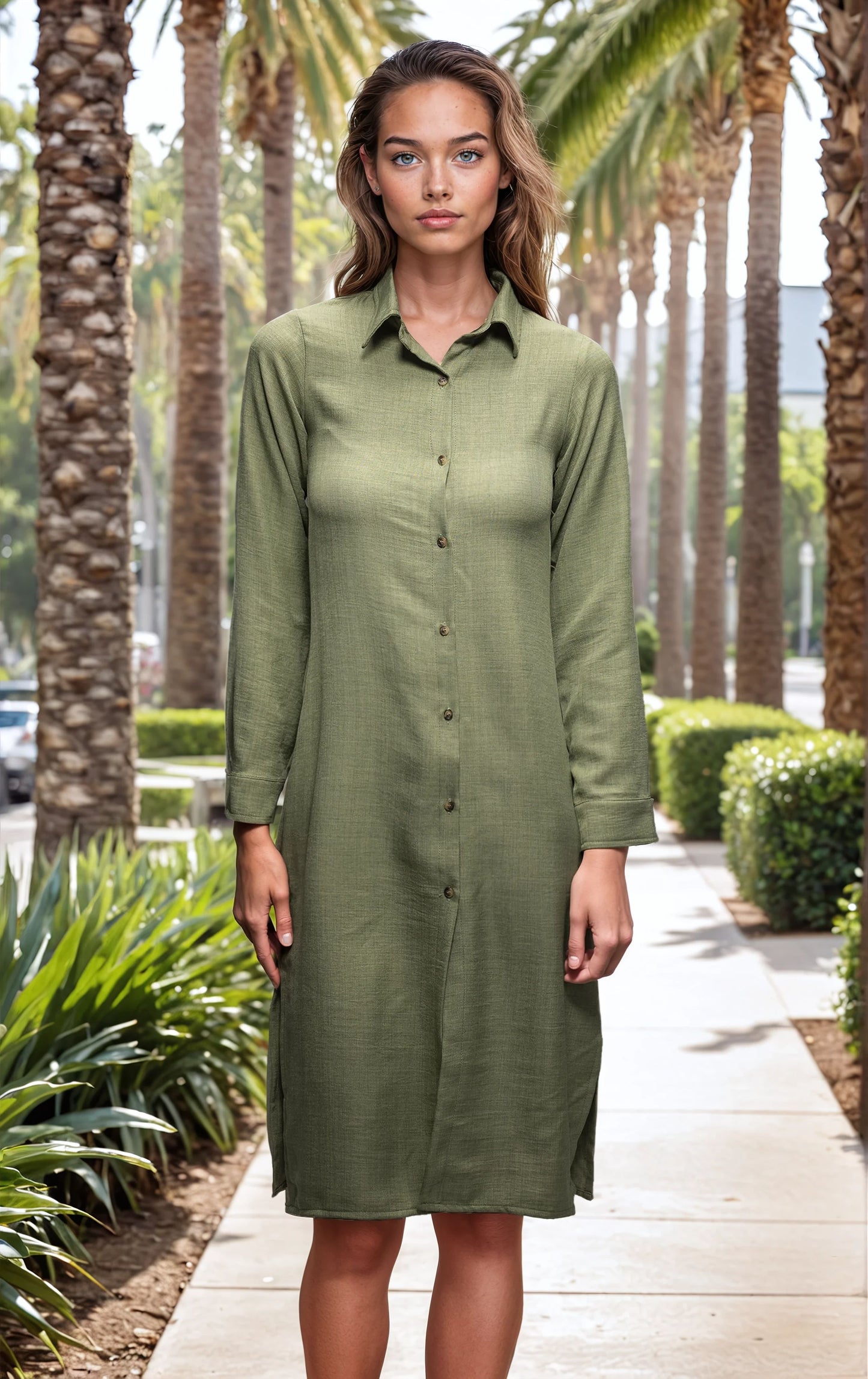 Solgar Breezy Linen Maxi Shirt Dress – Modest, Elegant & Summer-Ready