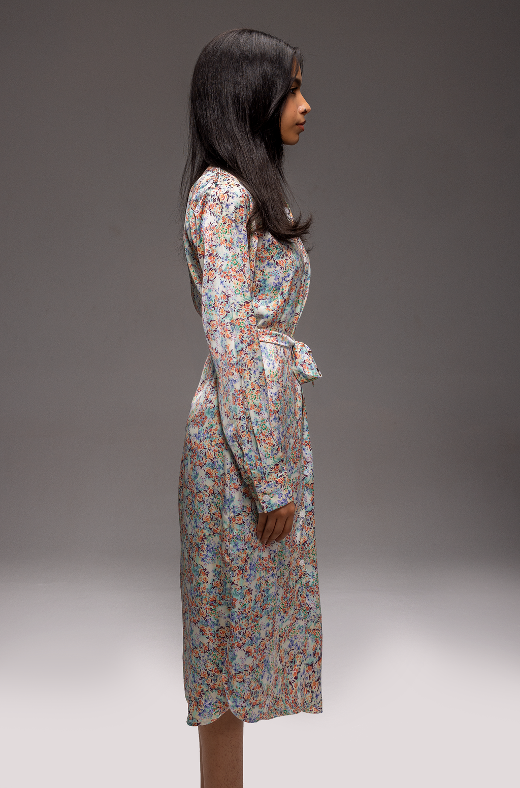 Riva Blossom Satin Maxi Dress – Floral Shirt Dress in Luxury Satin