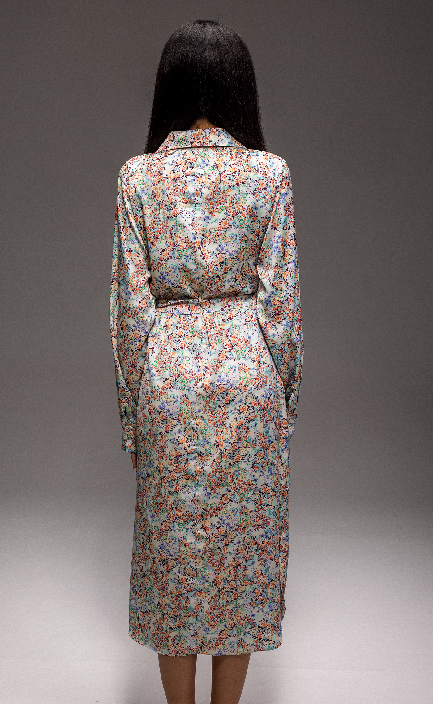 Riva Blossom Satin Maxi Dress – Floral Shirt Dress in Luxury Satin