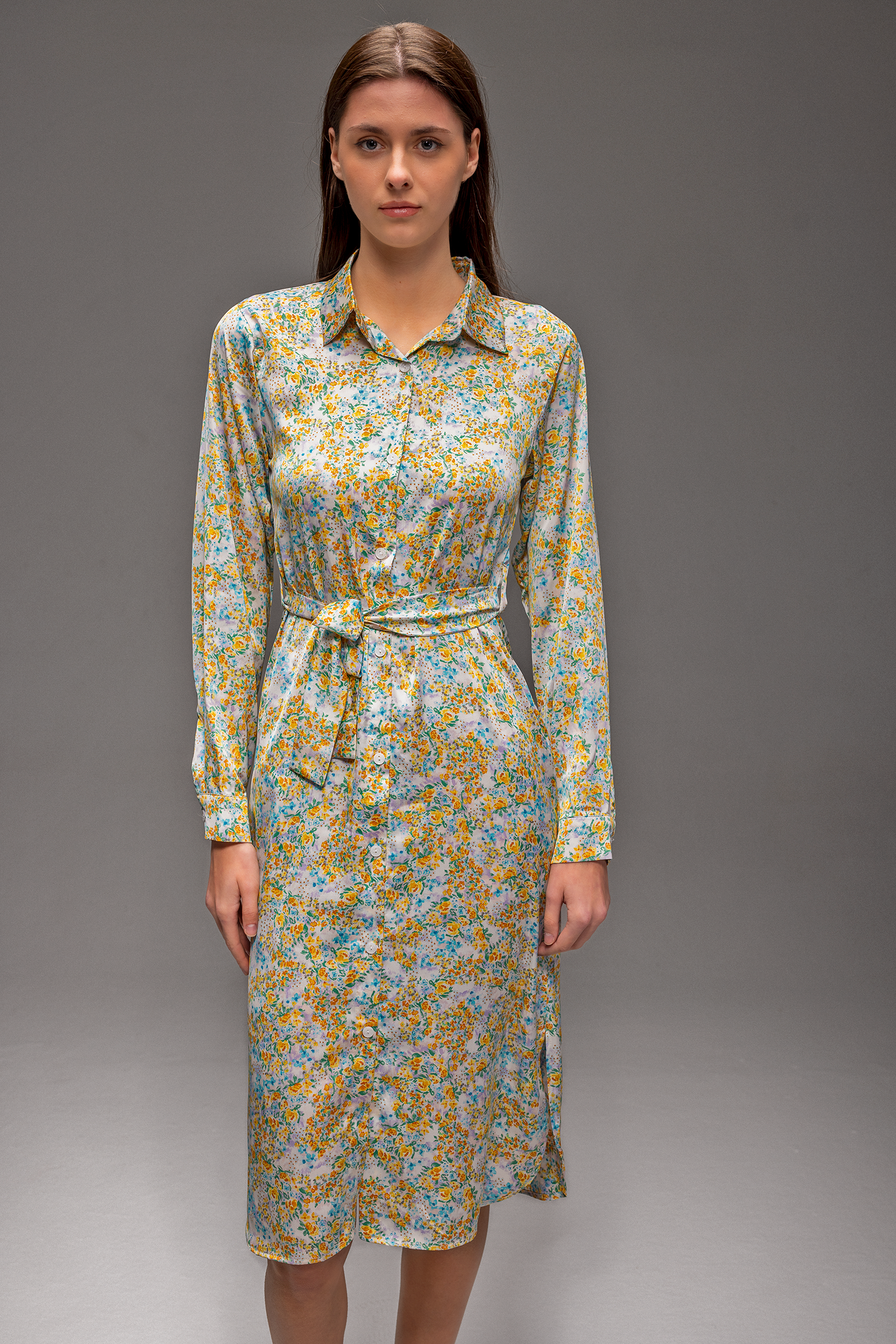 Riva Blossom Satin Maxi Dress – Floral Shirt Dress in Luxury Satin