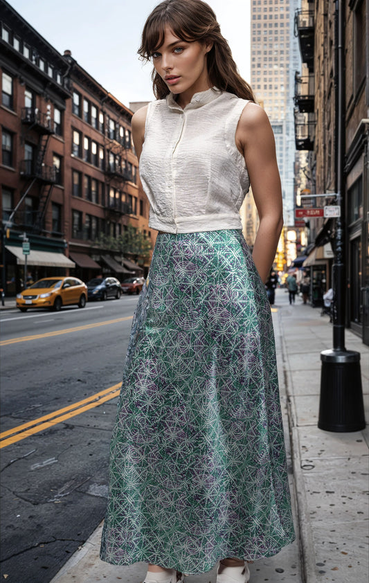 Kaleidoscope Maxi Satin Skirt-Coming Soon