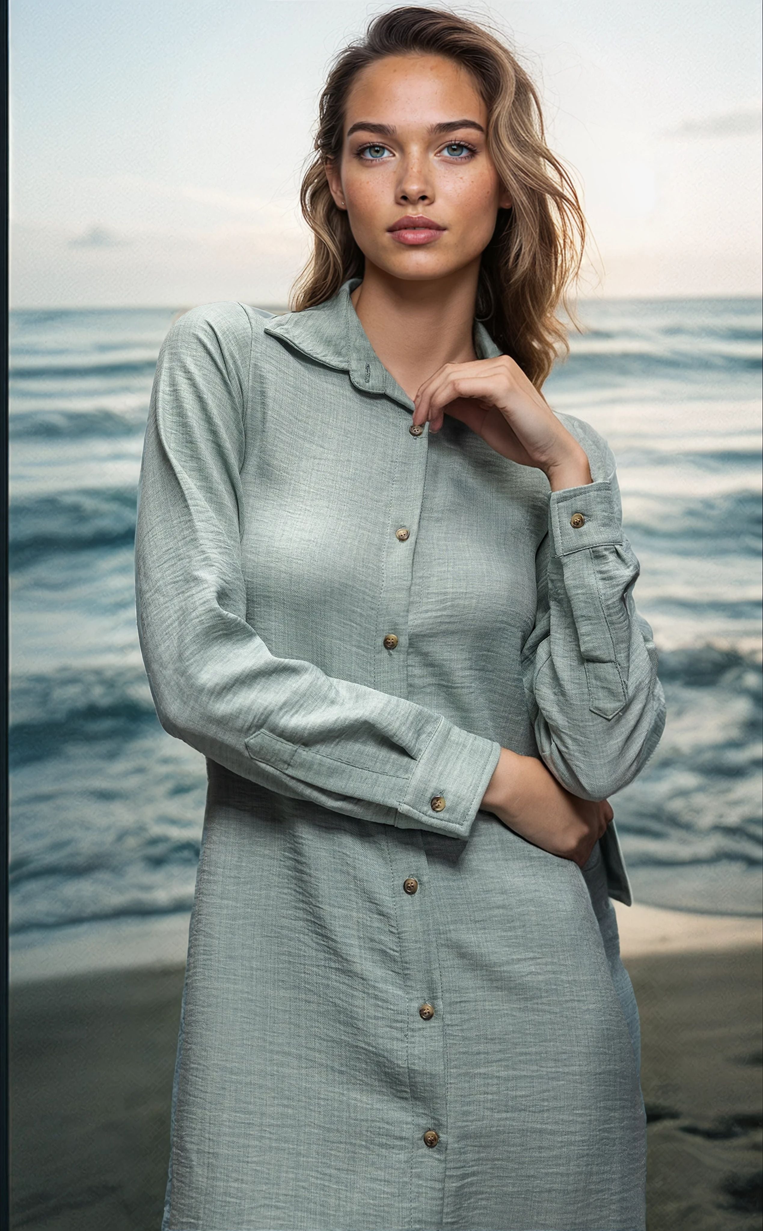 Solgar Breezy Linen Maxi Shirt Dress – Modest, Elegant & Summer-Ready