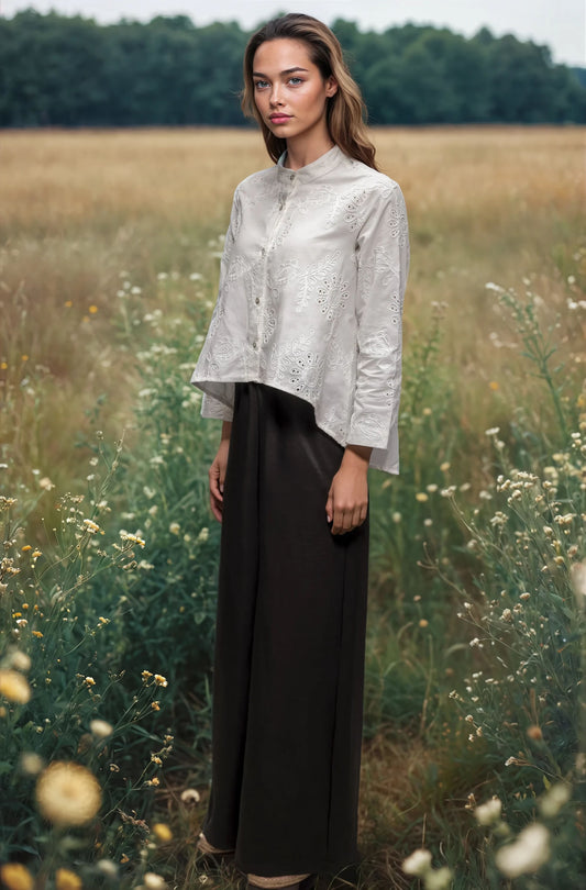 Ginara Broderie White Blouse-Coming Soon