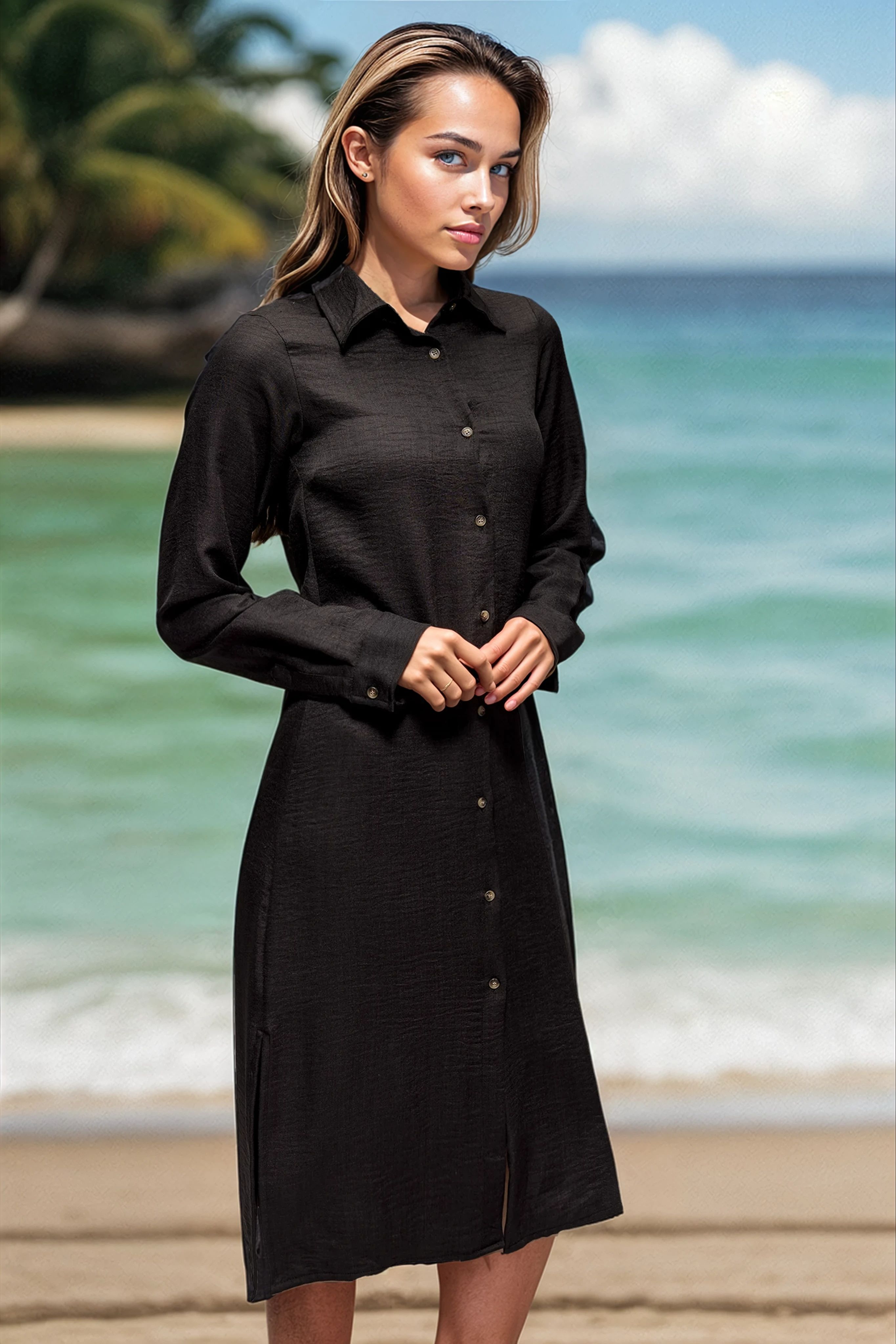 Solgar Breezy Linen Maxi Shirt Dress – Modest, Elegant & Summer-Ready