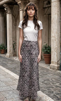Kaleidoscope Maxi Satin Skirt – A-Line Midi in Luxury Satin