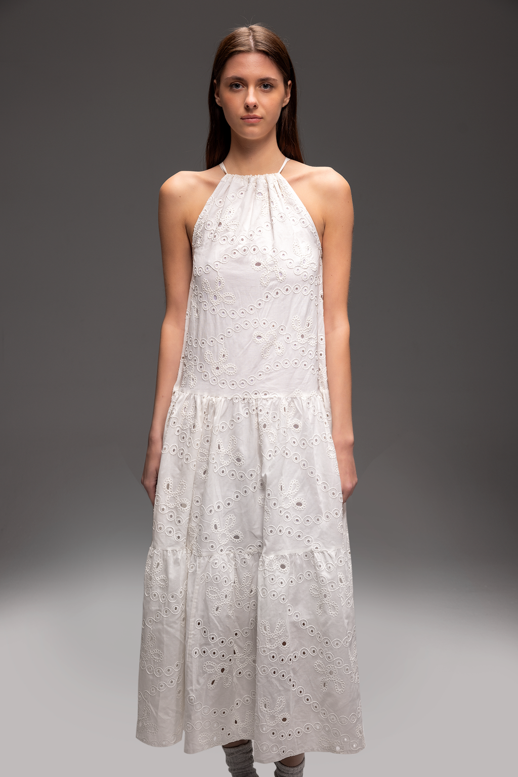 Angelic Grace Boho Cotton Maxi Dress  - Halter Neck Summer Dress for Women